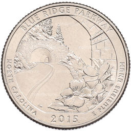 Монета 1/4 доллара (25 центов) 2015 года D США Национальные парки  №28 Национальная автомагистраль Блу-Ридж