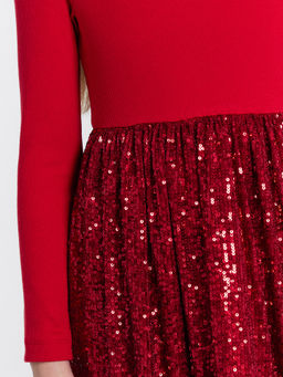 Нарядное платье для девочек красное с пайетками - Mark formelle фото 5