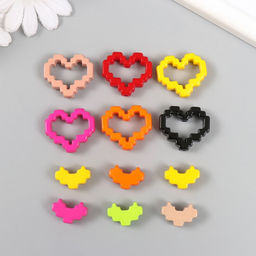 Цена за 6 шт. Бусина для творчества пластик «Сердце-конструктор», 2.9×2.5×0.9 см, МИКС