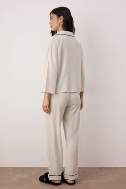 Gri Biyeli Viskon Dokuma Pijama Tak?m? THMAW21PT0292