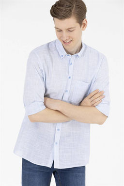 Мужская синяя рубашка с длинным рукавом - U.s. polo assn фото 10