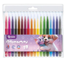 Фломастеры Schoolformat 18цв. (ФЛ18-МДВ, 256786) смываемые