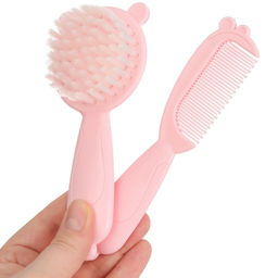 Расчёска детская, массажная щётка для волос в наборе «Мишка», розовый