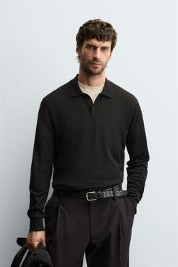 KNIT COTTON-SILK POLO SHIRT - Zara фото 2
