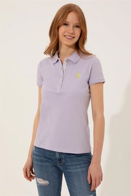 Женская сиреневая футболка с воротником поло Basic - U.s. polo assn фото 3