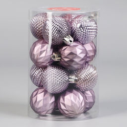 Ёлочные игрушки «Изабель», шары новогодние, d=4 см, набор 16 шт., узоры, сиреневый
