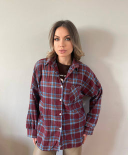 K12263 Рубашка OVER SIZE СЛИВОВЫЙ