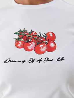 Bisiklet Yaka Bask?l? Kad?n Ti??rt