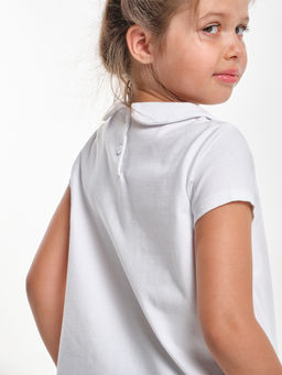 Футболка для девочки с воротником UD 3321 белый - Mini maxi фото 2