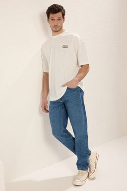 Orta mavi %100 Pamuk Essential Fit Jeans Kot Pantolon TMNAW23JE00104