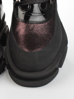 01-H016-362-Y197Q/Q28K GUN/BLACK Ботинки демисезонные женские (натуральная кожа, байка)