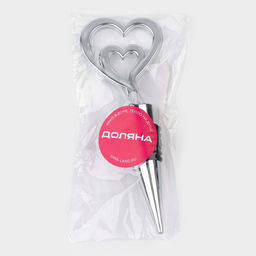 Пробка для бутылки Доляна Двойное сердце, 11.5 см, цвет серебристый  фото 4