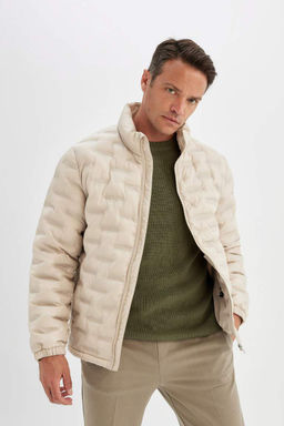 Водоотталкивающее стеганое пальто приталенного кроя с воротником-стойкой - Defacto фото 3