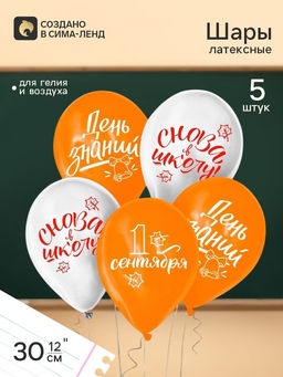 Цена за 2 шт. Воздушные шары латексные 12" «День знаний», 5 шт.