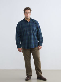 Regular Fit Uzun Kollu Ekose Gabardin Erkek G?mlek