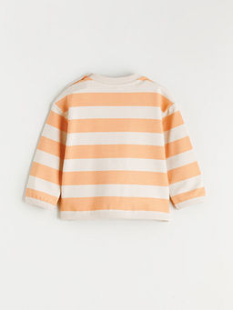 Erkek Bebek Bisiklet Yaka Uzun Kollu ?izgili Sweatshirt