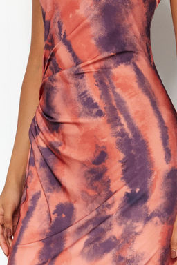 Bask??l? Vucuda Oturan Midi Tek Omuz Ayarlanabilir Ask?l? Orme Kalem Elbise TWOSS23EL01577