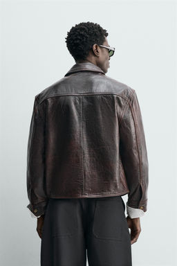WASHED LEATHER JACKET - Zara фото 3