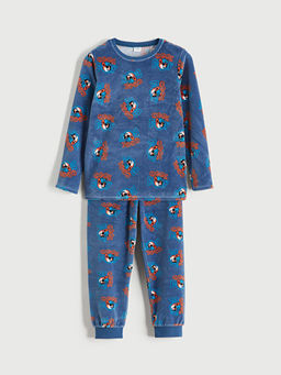 Bisiklet Yaka Kadife Erkek ?ocuk Pijama Tak?m?