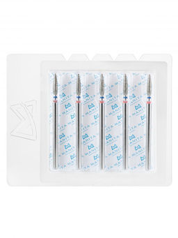 Manita Professional Фреза алмазная пламя острое для аппаратного маникюра 866.104.243.100.023 ФАП-2.3 10 М-С, сине-красная насечка, o 2,3 мм, 5 шт. фото 2