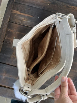 Женская сумка хобо из эко кожи 007 Бежевый - Cidirro фото 6