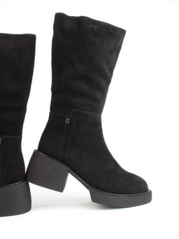 02-FI908-2M BLACK Сапоги зимние женские (натуральная замша, натуральный мех)