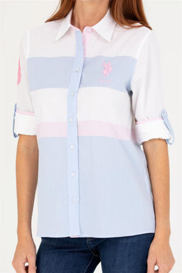 Женская голубая рубашка с длинным рукавом Неожиданная скидка в корзине - U.s. polo assn фото 6