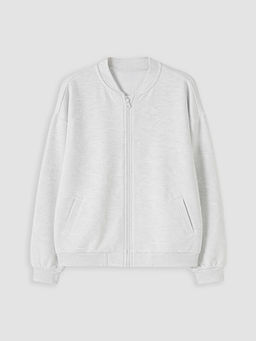 Dik Yaka K?z ?ocuk Fermuarl? Sweatshirt