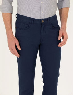 Lacivert Slim Fit Keten Kar___ml_ Kanvas Pantolon - Pierre cardin фото 6