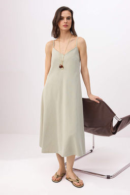 Mint Duz Midi Denim Elbise TWOSS25EL00859