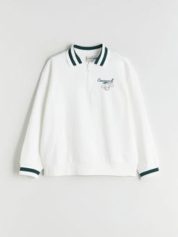 Polo Yaka Cinnamoroll Bask?l? K?z ?ocuk Sweatshirt