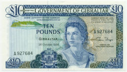 Банкнота 10 фунтов 1986 года Гибралтар