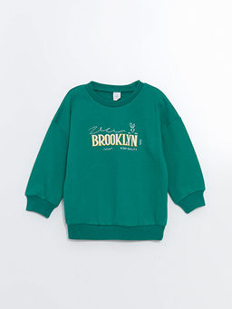Bisiklet Yaka Bask?l? Erkek Bebek Sweatshirt ve E?ofman Alt 2li Tak?m - Waikiki фото 2