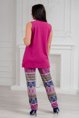 Пижама женская из майки и брюк из кулирки Лисандра бордо - Амадэль фото 12