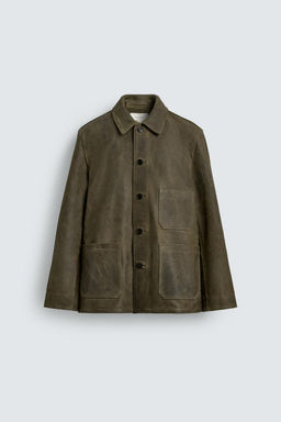 VINTAGE-EFFECT SUEDE LEATHER JACKET - Zara фото 8