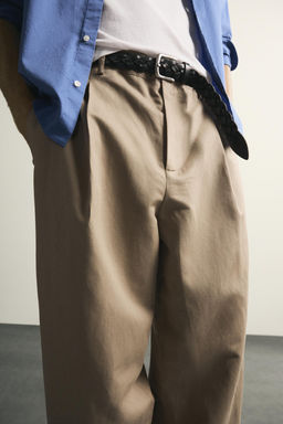 PANTAL?N RELAXED FIT PLIEGUES / Beige - Zara фото 6