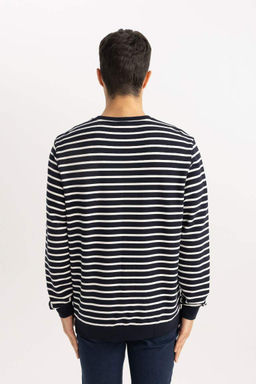Толстовка в полоску Modern Fit с круглым вырезом - Defacto фото 5