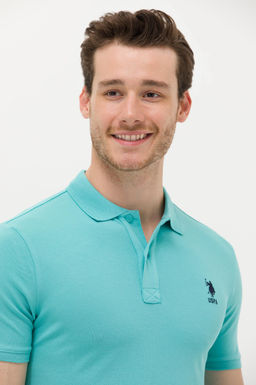 Мужская базовая футболка с воротником поло мятного цвета - U.s. polo assn фото 3