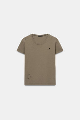CAMISETA ROTOS MANGA CORTA / Khaki - Zara фото 4