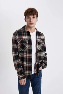 Рубашка Relax Fit в клетку с длинным рукавом Lumberjack - Defacto фото 4