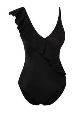 TRENDYOLMILLA Siyah Tek Omuz Volanl? Regular Mayo TBESS25MA00029 фото 11