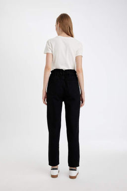 Джинсовые брюки длиной до щиколотки с эластичной резинкой на талии и бумажным пакетом - Defacto фото 7