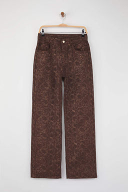 Kahverengi Y?lan Desenli Yuksek Bel Wide Leg Jeans TWOAW26JE00153
