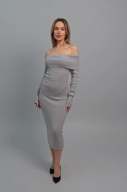 Женское вязаное платье с открытыми плечами Happyfox