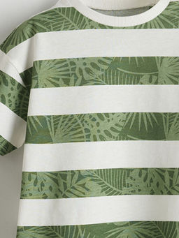 Bisiklet Yaka ?izgili Penye Erkek ?ocuk Ti??rt