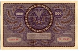Банкнота 1000 марок 1919 года Польша