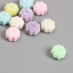 Цена за 10 шт. Бусина для творчества бархатное напыление Цветок-смайл. Нежные оттенки, 0.7?1.2?1.2 см