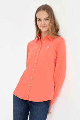U. S. Polo Assn / Женская базовая рубашка с длинным рукавом цвета граната - U.s. polo assn фото 3