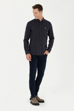 Мужская темно-синяя базовая рубашка с длинным рукавом Неожиданная скидка в корзине - U.s. polo assn фото 4