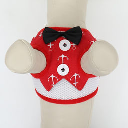 Комплект с мягкой шлейкой и бантиком Якорь, размер S, поводок 120 x 1,5 см, ОГ 23-42 см, красный - Пижон фото 6